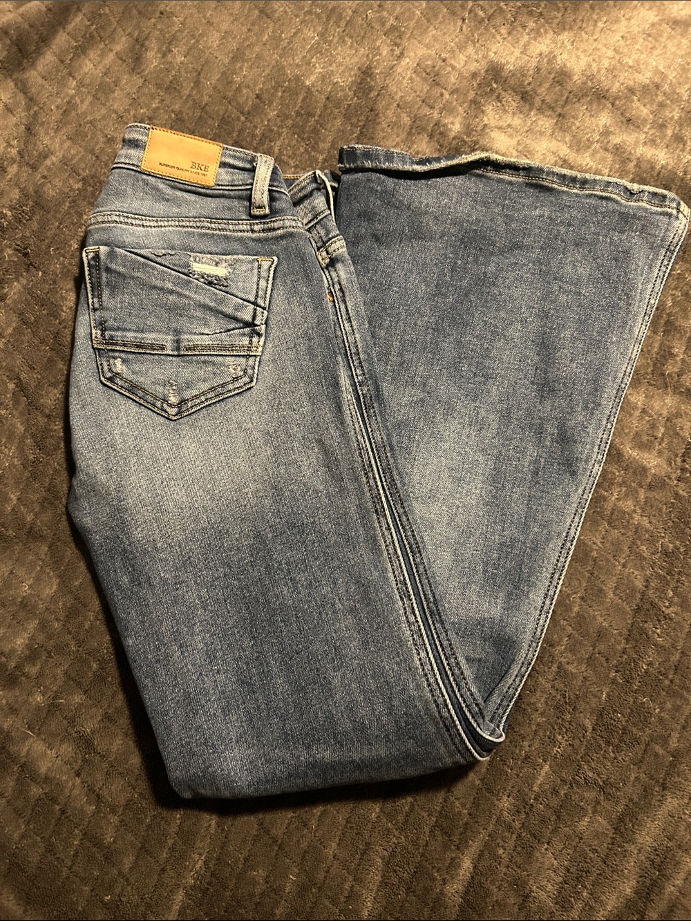 BKE Women's Flare Jeans in Light Blue Denim